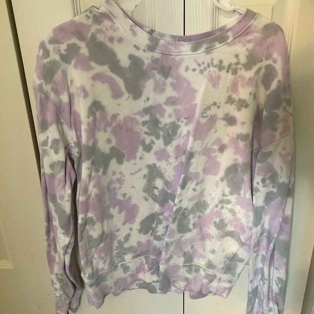 Purple and Grey Tie-dye Crewneck